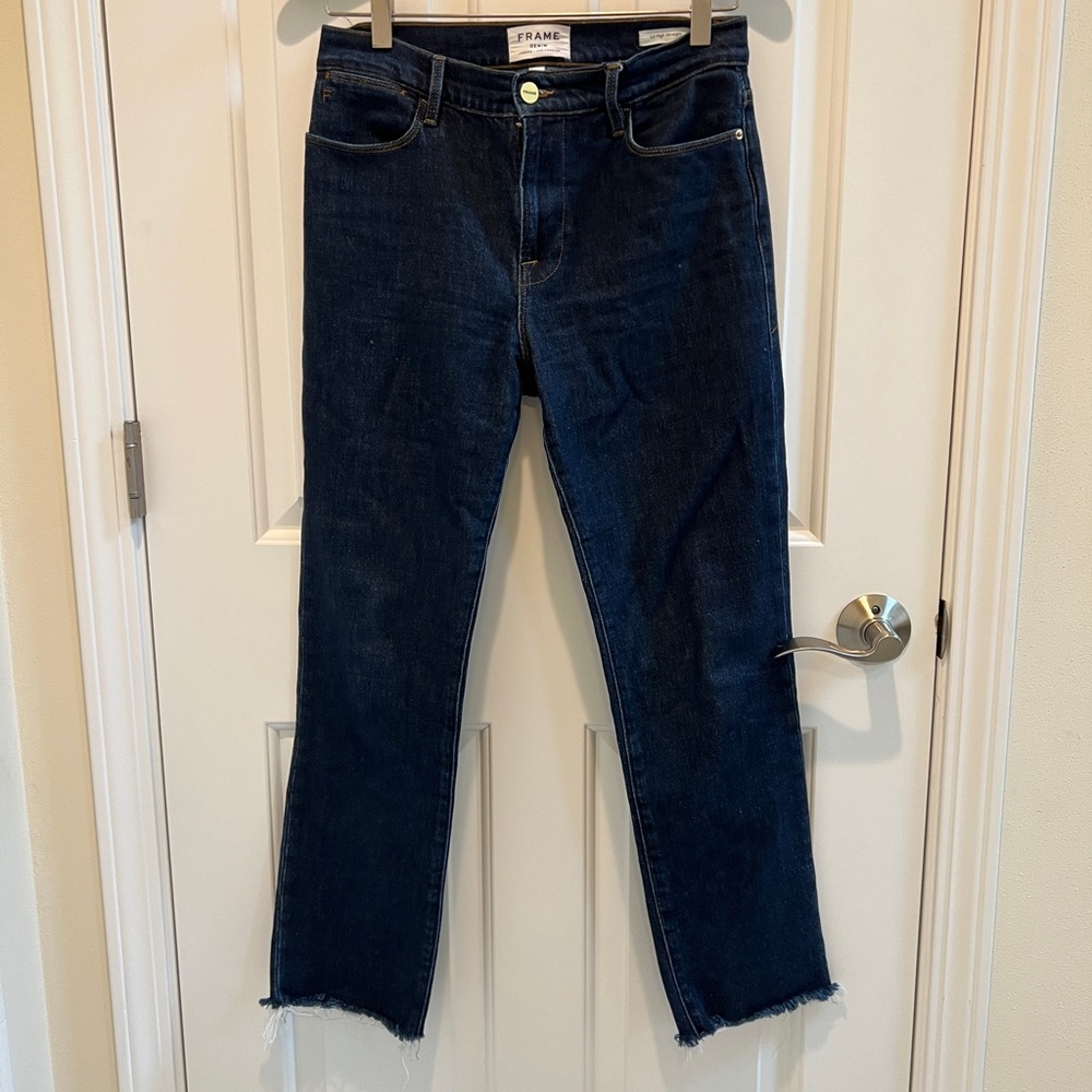 Frame Women’s 27 Le High Straight Raw Hem High Rise Jeans
